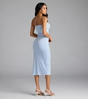 Smooth Talker Strapless Bodycon Midi Dress