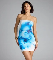Bold Vibe Floral Print Strapless Bodycon Mini Dress
