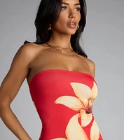 Island Glow Tube Floral Mini Dress