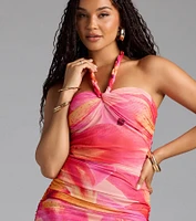 Captivated Floral Halter Bodycon Midi Dress
