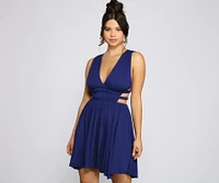 Trendy Cutout Gauze Knit Skater Dress