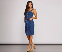 Denim Darling Button Midi Dress
