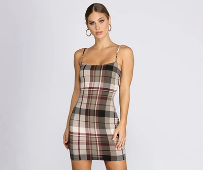 Plaid Knit Mini Dress