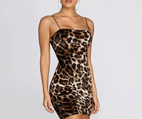 Sleeveless Velvet Leopard Mini Dress