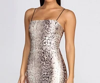 Satin Snake Print Mini Dress