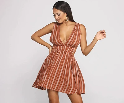 Season of Stripes Cutout Gauze Mini Dress