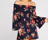 Bell Sleeve Beauty Floral Mini Dress