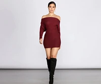 Off Shoulder Knit Mini Dress