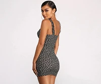 Sweetheart Neck Ruffled Ditsy Print Mini Dress