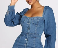 Dreamy Denim Button Front Mini Dress
