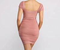 Easy Does It Puff Sleeve Ruched Mini Dress