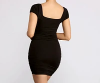Easy Does It Puff Sleeve Ruched Mini Dress