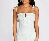 Girly Gingham Smocked Mini Dress