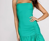 Got A Flair For It Ruffle Hem Mini Dress