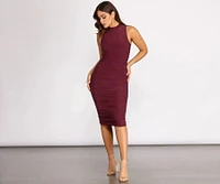 Sleeveless Ruched Midi Dress