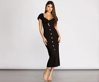 Button Down Tie Front Midi Dress