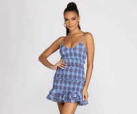 Plaid Moment Ruffled Mini Dress