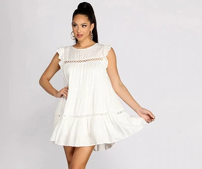 Spring Simplicity Swiss Dot Babydoll Mini Dress