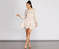 Stylish Stripes Tassel Waist Tie Mini Dress