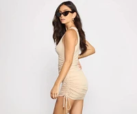 Ribbed Knit Ruched Mini Dress