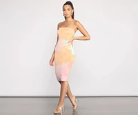 Strapless Tube Tie Dye Midi Dress