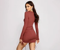 Keeping Knit Real Ruched Mini Dress