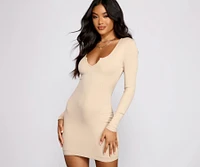 So Basic Ribbed Knit Mini Dress