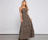 Fiercely Stylish Lace-Up Leopard Maxi Dress