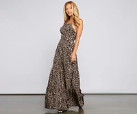 Fiercely Stylish Lace-Up Leopard Maxi Dress