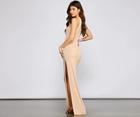 Chic High-Slit Basic Maxi Dress