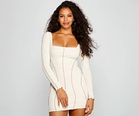 Make A Seam Ribbed Knit Mini Dress