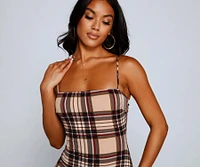 So Fab Sleeveless Plaid Mini Dress