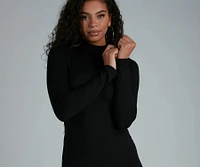 Chic Basic Mock Neck Mini Dress