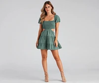 Puff Love Square Neck Skater Dress