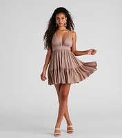 Spring Breeze Linen Halter Skater Dress