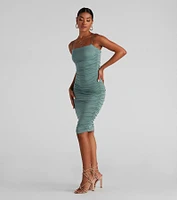 Level Up Ruched Knit Midi Dress