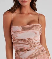 Mystic Swirls Square Neck Mini Dress