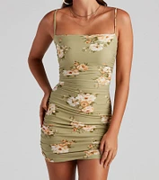 Floral Occasion Ruched Side Mini Dress