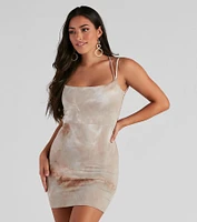 Trendy Neutral Tie-Dye Mini Dress