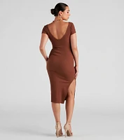 Cutie Cap Sleeve Midi Dress