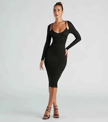 Effortless Everyday Ribbed Knit Midi Dress