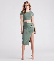 Casual Scene Crew Neck Midi Dress