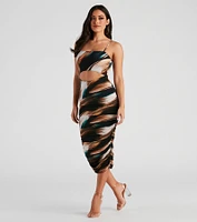 Head-Turning Chic Marble Print Midi Dress