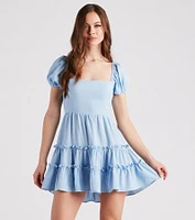 For The Frill Ruffled Tie-Back Skater Dress