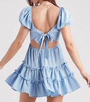 For The Frill Ruffled Tie-Back Skater Dress