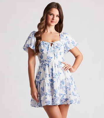 Vineyard Gal Floral Linen Skater Dress