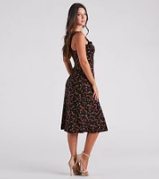 So Love Floral A-Line Midi Dress