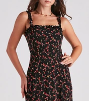 So Love Floral A-Line Midi Dress