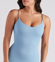 Stylish Links Chain Strap Midi Dress