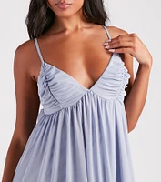Dreamy Looks Mesh V-Neck Babydoll Dress